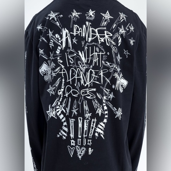 Like New Charles Jeffrey Loverboy Designer Long Sleeve Graphic Tee in Blk sz Med - Picture 6 of 9